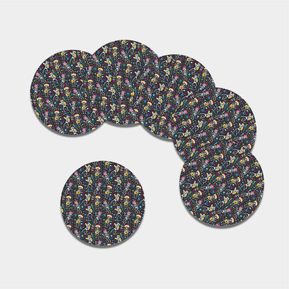 Day Of The Dead Mariachi Skeletons Print Leather Coaster Set
