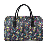 Day Of The Dead Mariachi Skeletons Print Leather Duffle Bag