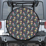 Day Of The Dead Mariachi Skeletons Print Leather Spare Tire Cover