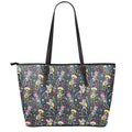 Day Of The Dead Mariachi Skeletons Print Leather Tote Bag With Zipper