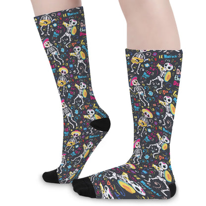 Day Of The Dead Mariachi Skeletons Print Long Socks