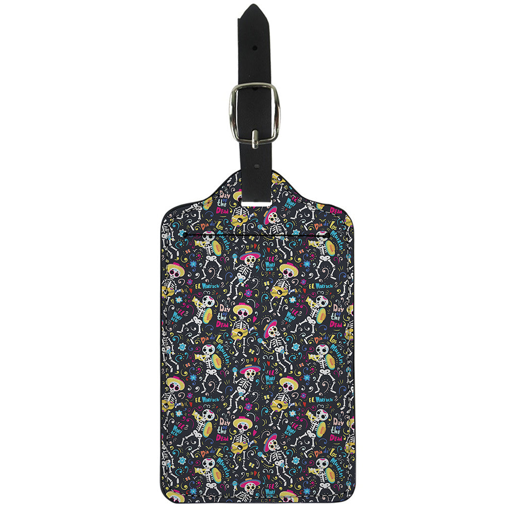 Day Of The Dead Mariachi Skeletons Print Luggage Tag