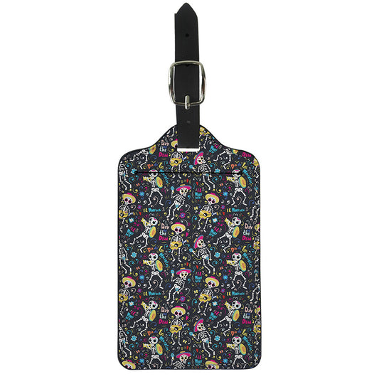 Day Of The Dead Mariachi Skeletons Print Luggage Tag