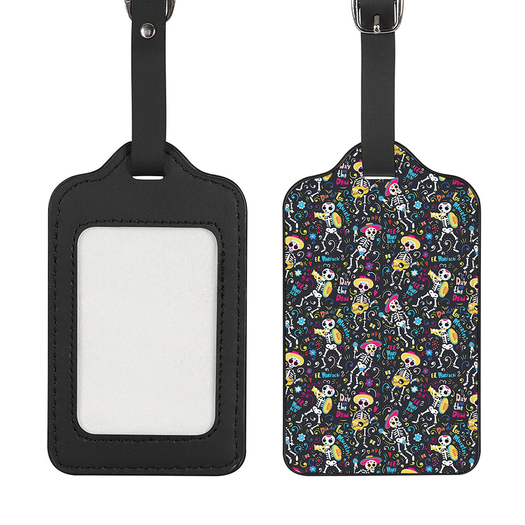 Day Of The Dead Mariachi Skeletons Print Luggage Tag