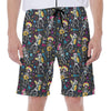 Day Of The Dead Mariachi Skeletons Print Men's Beach Shorts