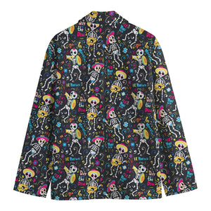 Day Of The Dead Mariachi Skeletons Print Men's Blazer