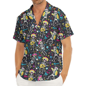 Day Of The Dead Mariachi Skeletons Print Men's Deep V-Neck Shirt