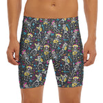 Day Of The Dead Mariachi Skeletons Print Men's Long Boxer Briefs