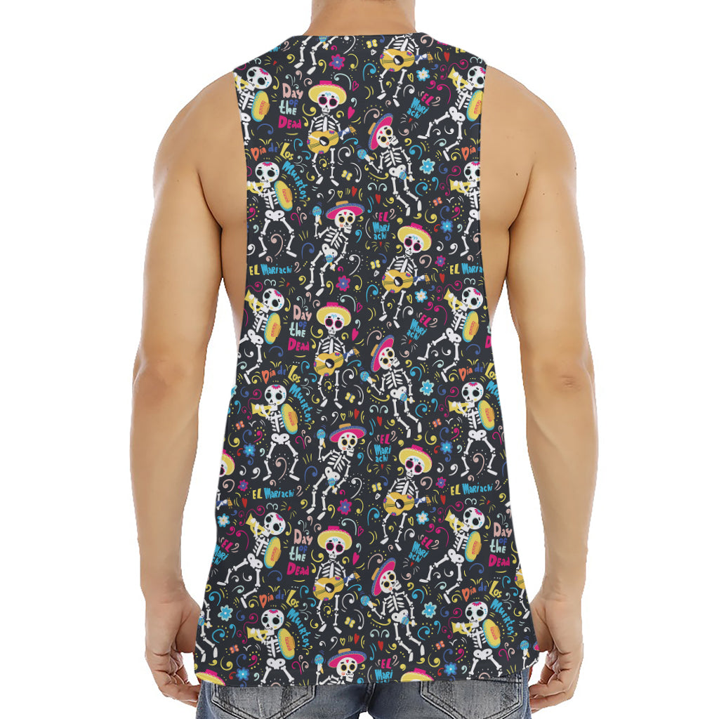Day Of The Dead Mariachi Skeletons Print Men's Muscle Tank Top
