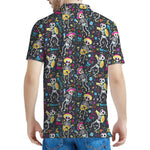 Day Of The Dead Mariachi Skeletons Print Men's Polo Shirt