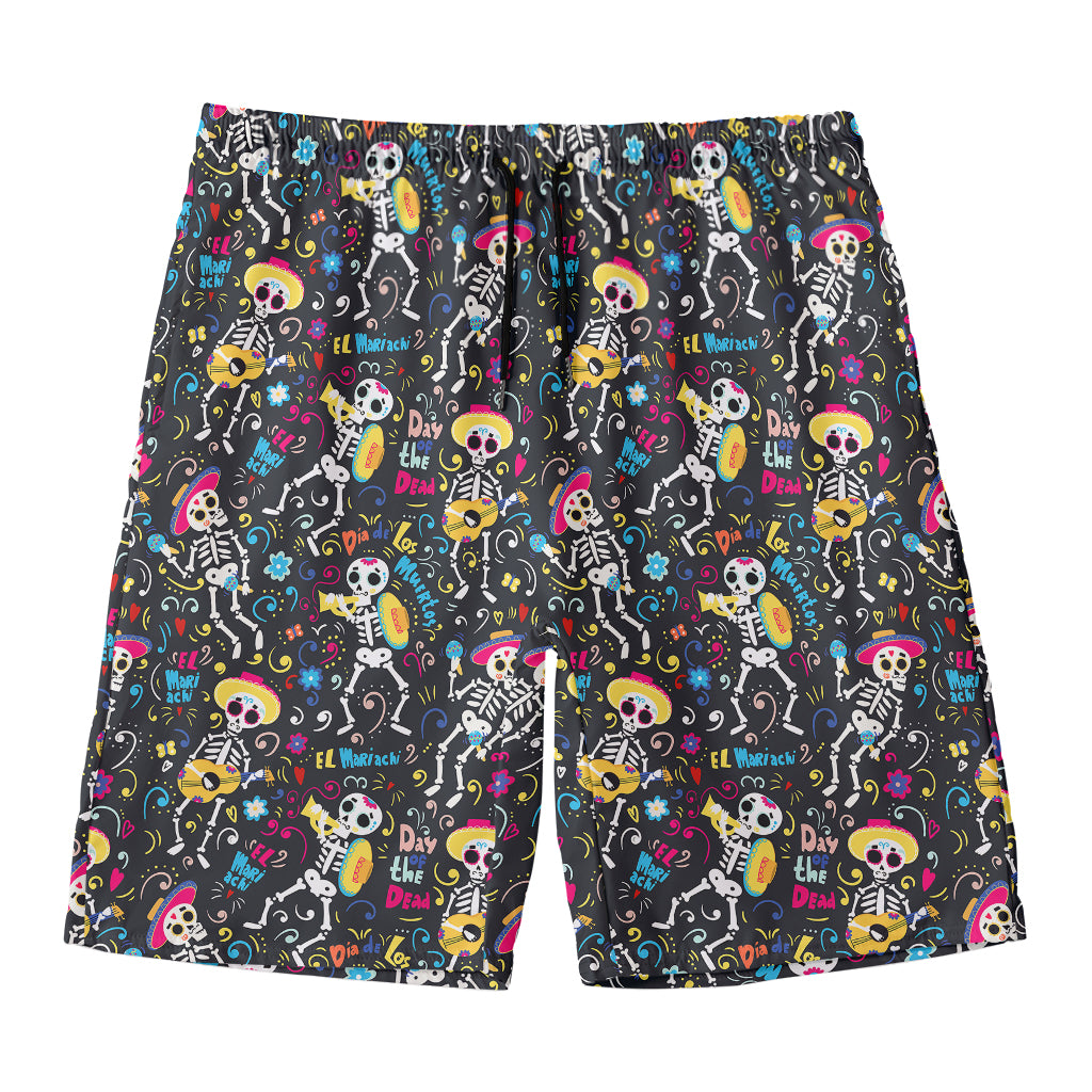 Day Of The Dead Mariachi Skeletons Print Men's Swim Trunks