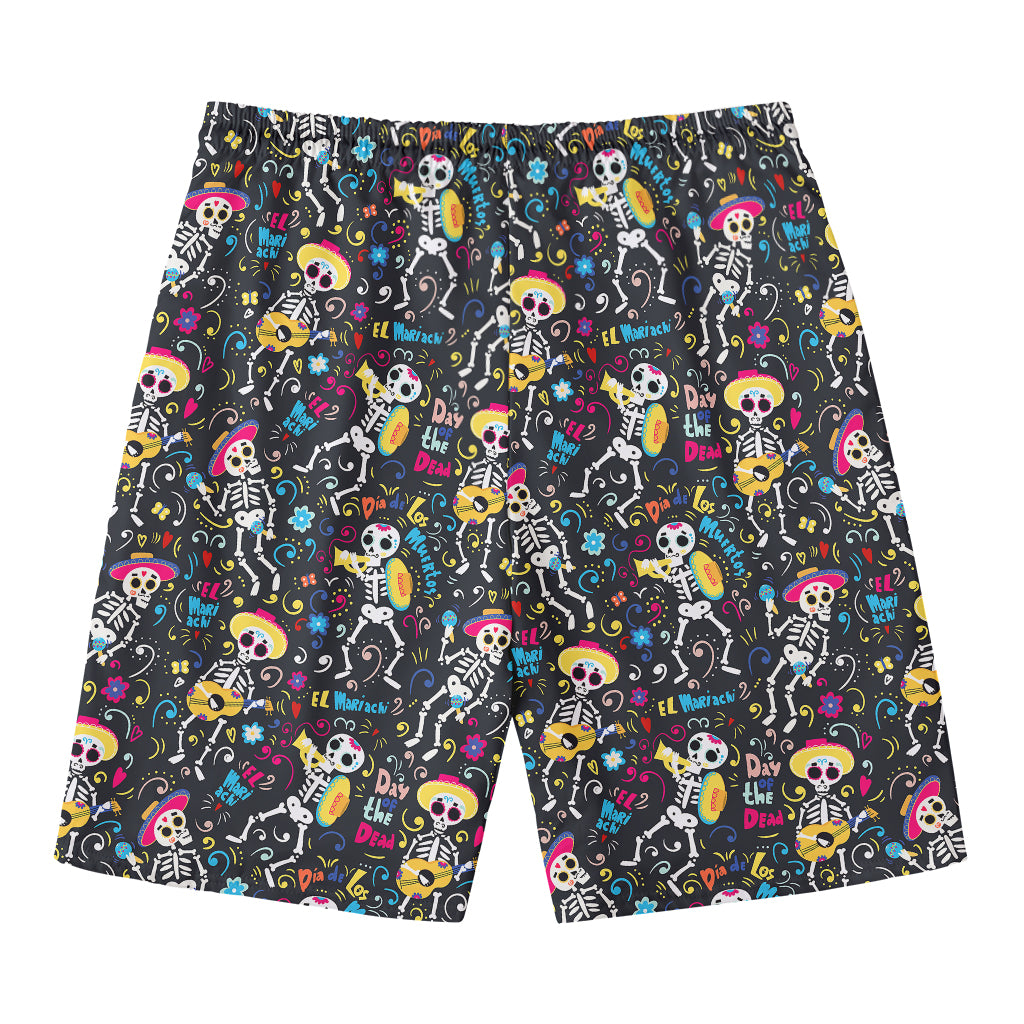 Day Of The Dead Mariachi Skeletons Print Men's Swim Trunks