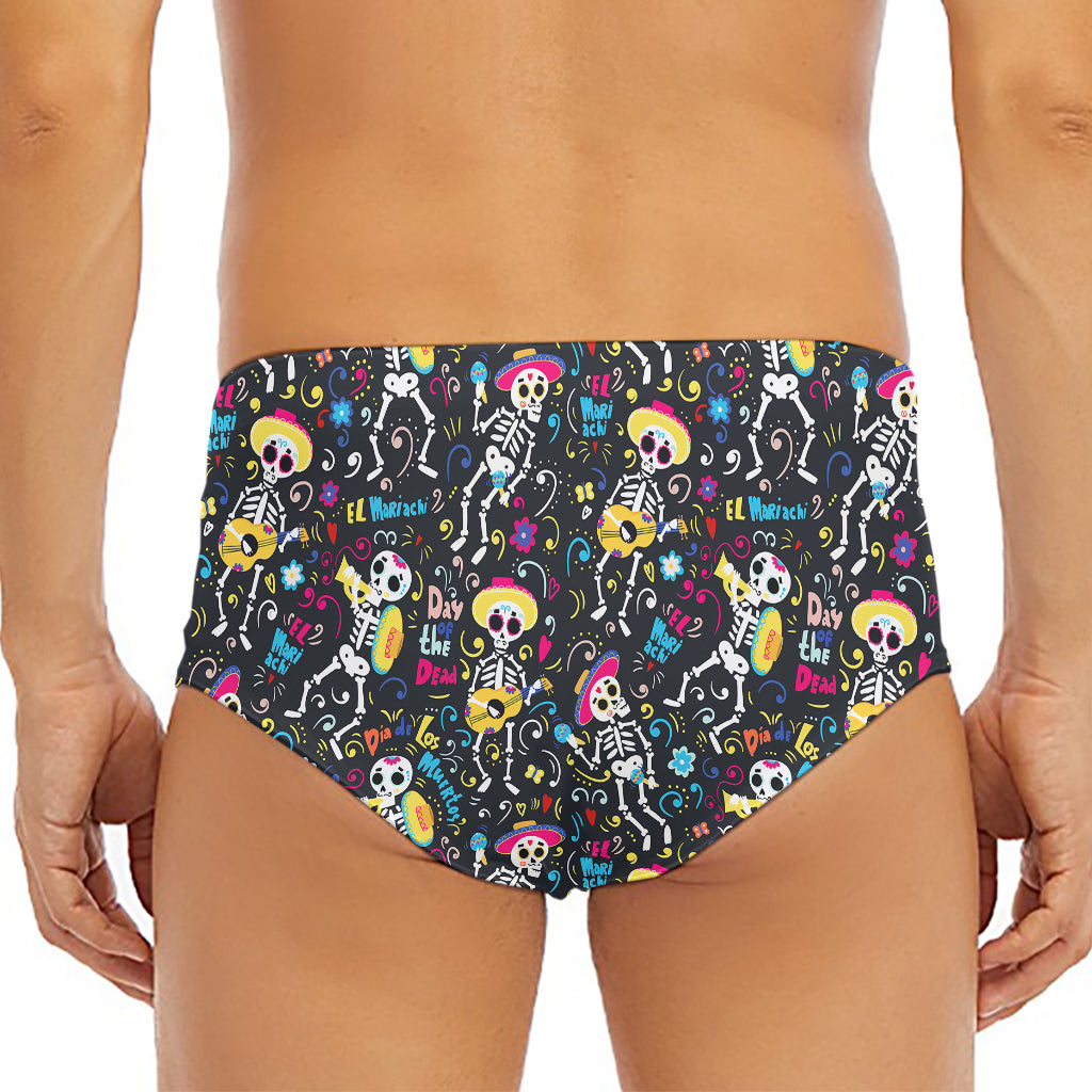 Day Of The Dead Mariachi Skeletons Print Men's Triangle Swim Briefs