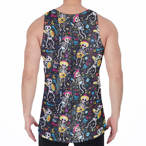 Day Of The Dead Mariachi Skeletons Print Men's Velvet Tank Top