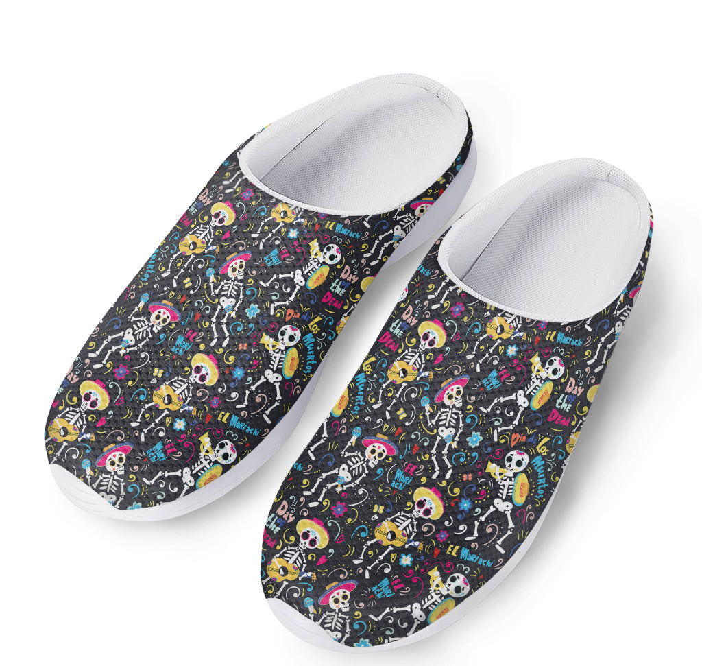 Day Of The Dead Mariachi Skeletons Print Mesh Casual Shoes
