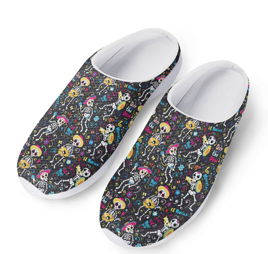 Day Of The Dead Mariachi Skeletons Print Mesh Casual Shoes