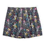 Day Of The Dead Mariachi Skeletons Print Mesh Shorts