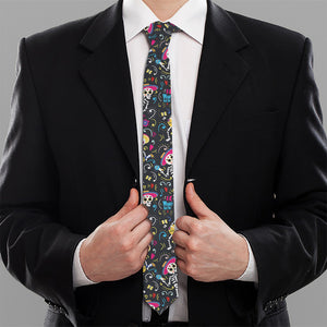 Day Of The Dead Mariachi Skeletons Print Necktie