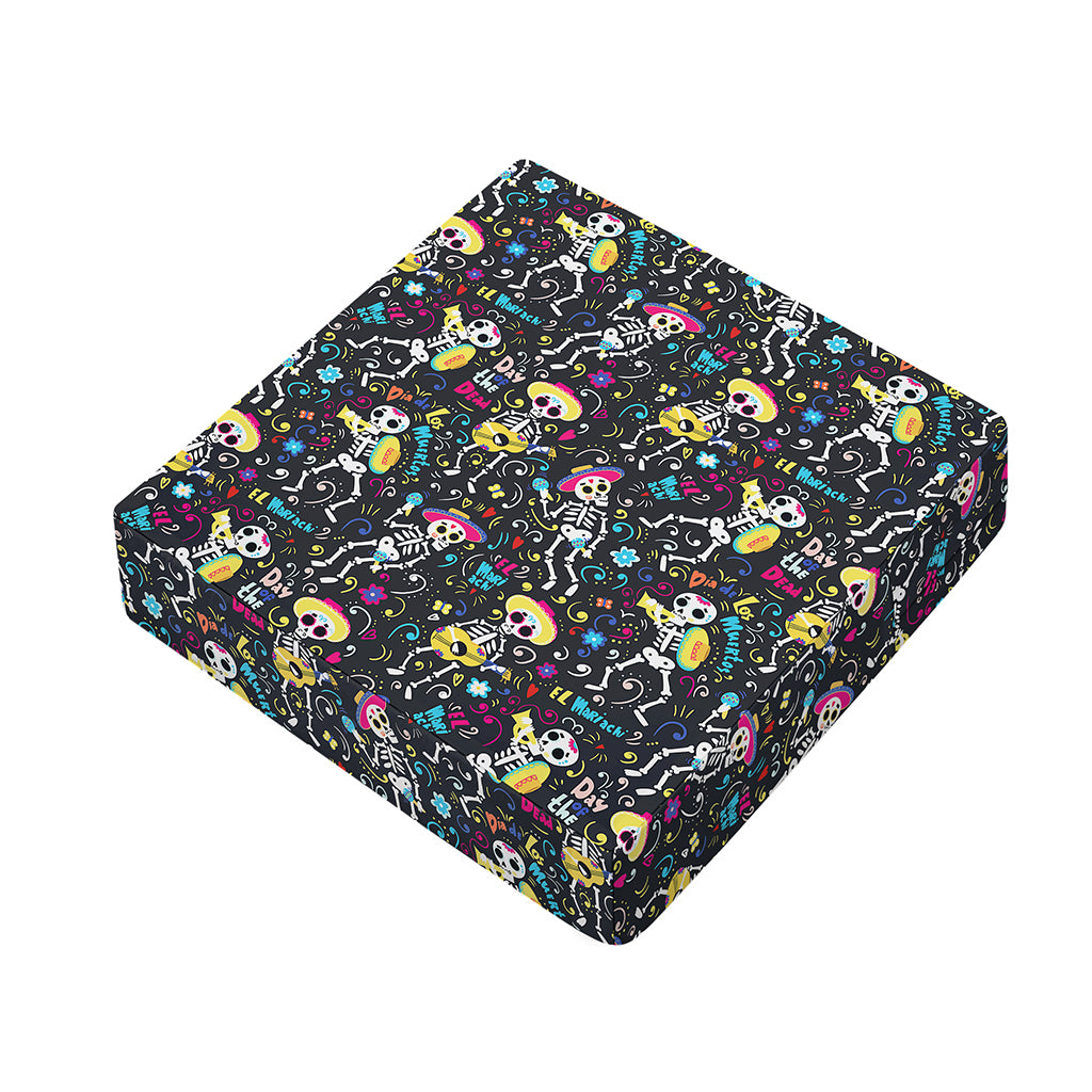 Day Of The Dead Mariachi Skeletons Print Outdoor Seat Cushion Cover