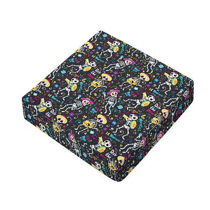 Day Of The Dead Mariachi Skeletons Print Outdoor Seat Cushion Cover