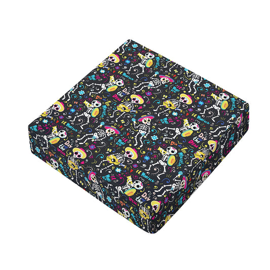 Day Of The Dead Mariachi Skeletons Print Outdoor Seat Cushion Cover