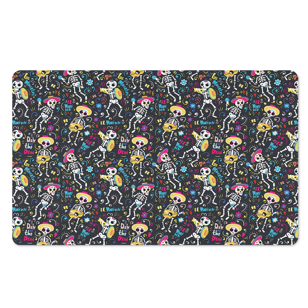 Day Of The Dead Mariachi Skeletons Print Polyester Doormat