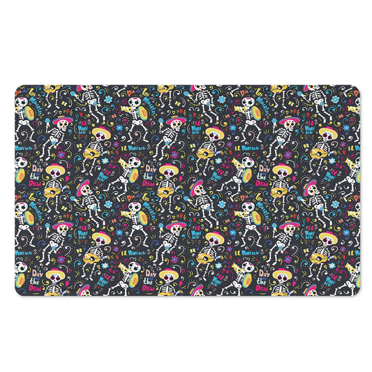 Day Of The Dead Mariachi Skeletons Print Polyester Doormat