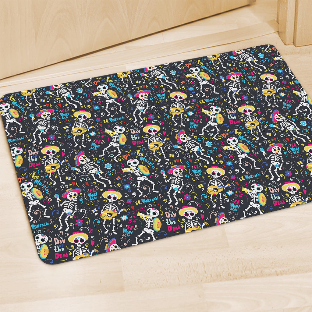 Day Of The Dead Mariachi Skeletons Print Polyester Doormat