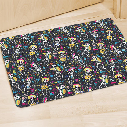 Day Of The Dead Mariachi Skeletons Print Polyester Doormat