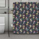 Day Of The Dead Mariachi Skeletons Print Polyester Shower Curtain