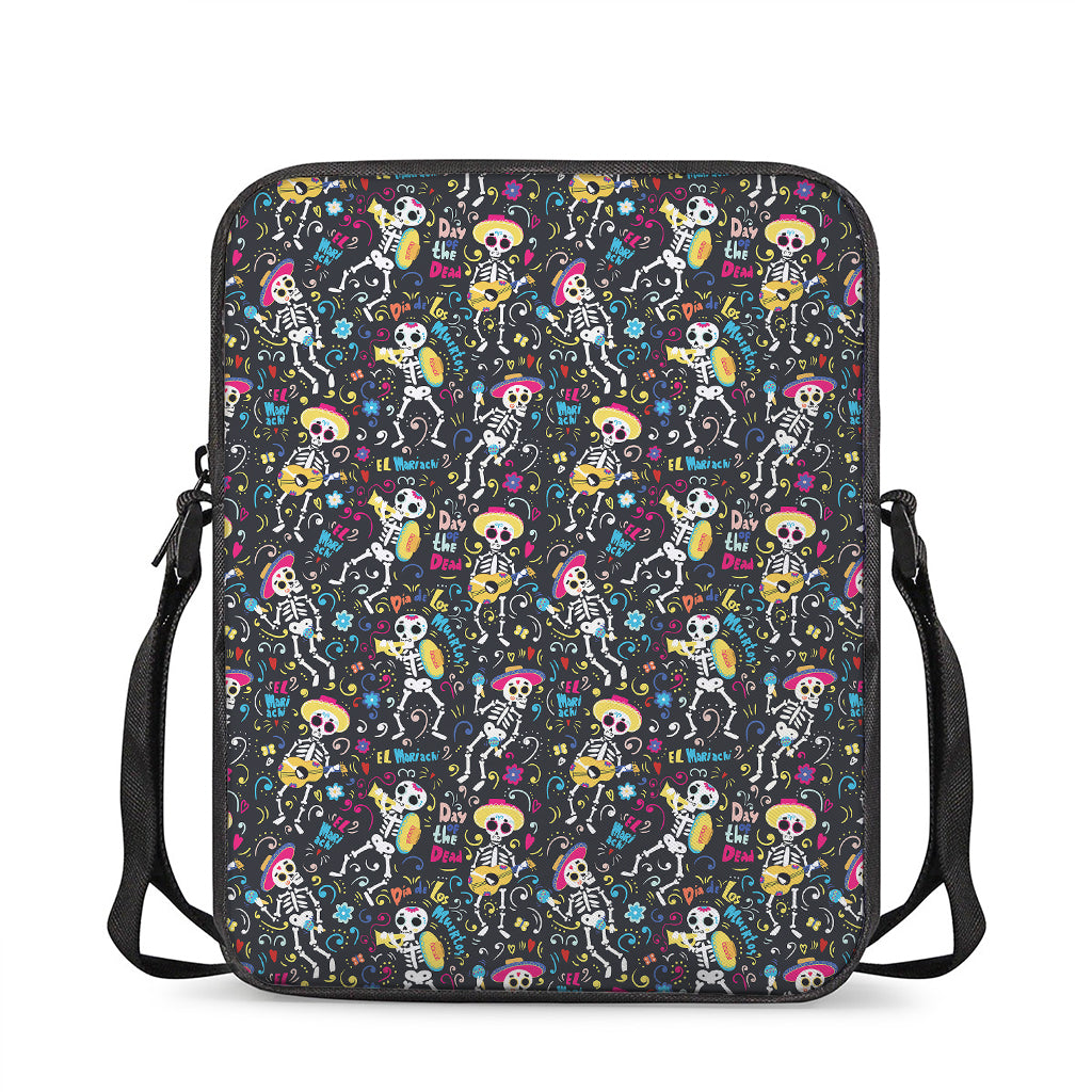 Day Of The Dead Mariachi Skeletons Print Rectangular Crossbody Bag