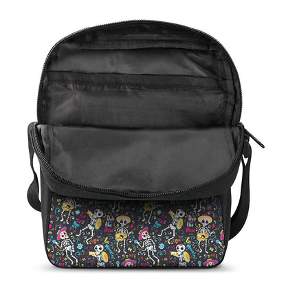 Day Of The Dead Mariachi Skeletons Print Rectangular Crossbody Bag