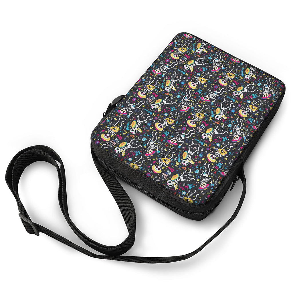 Day Of The Dead Mariachi Skeletons Print Rectangular Crossbody Bag