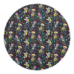 Day Of The Dead Mariachi Skeletons Print Round Blanket