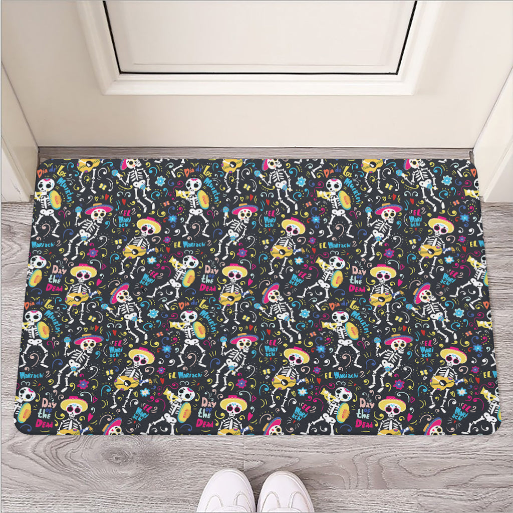 Day Of The Dead Mariachi Skeletons Print Rubber Doormat