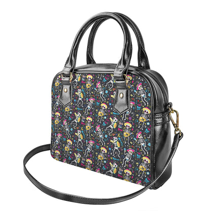 Day Of The Dead Mariachi Skeletons Print Shoulder Handbag