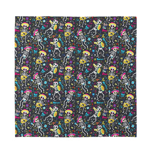 Day Of The Dead Mariachi Skeletons Print Silk Bandana