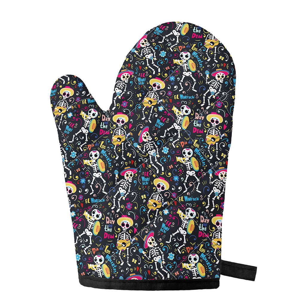 Day Of The Dead Mariachi Skeletons Print Single Oven Mitt