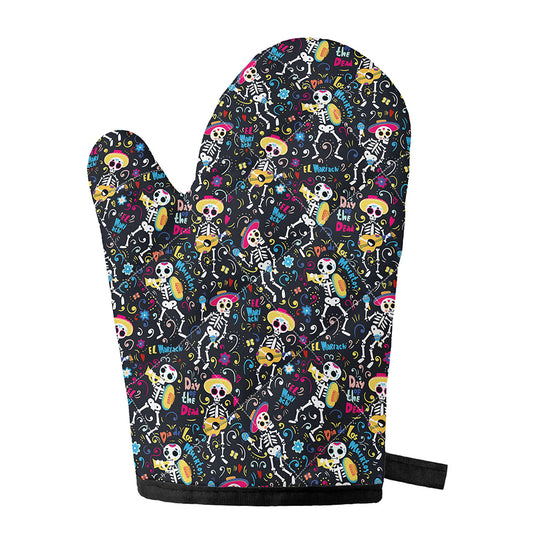 Day Of The Dead Mariachi Skeletons Print Single Oven Mitt