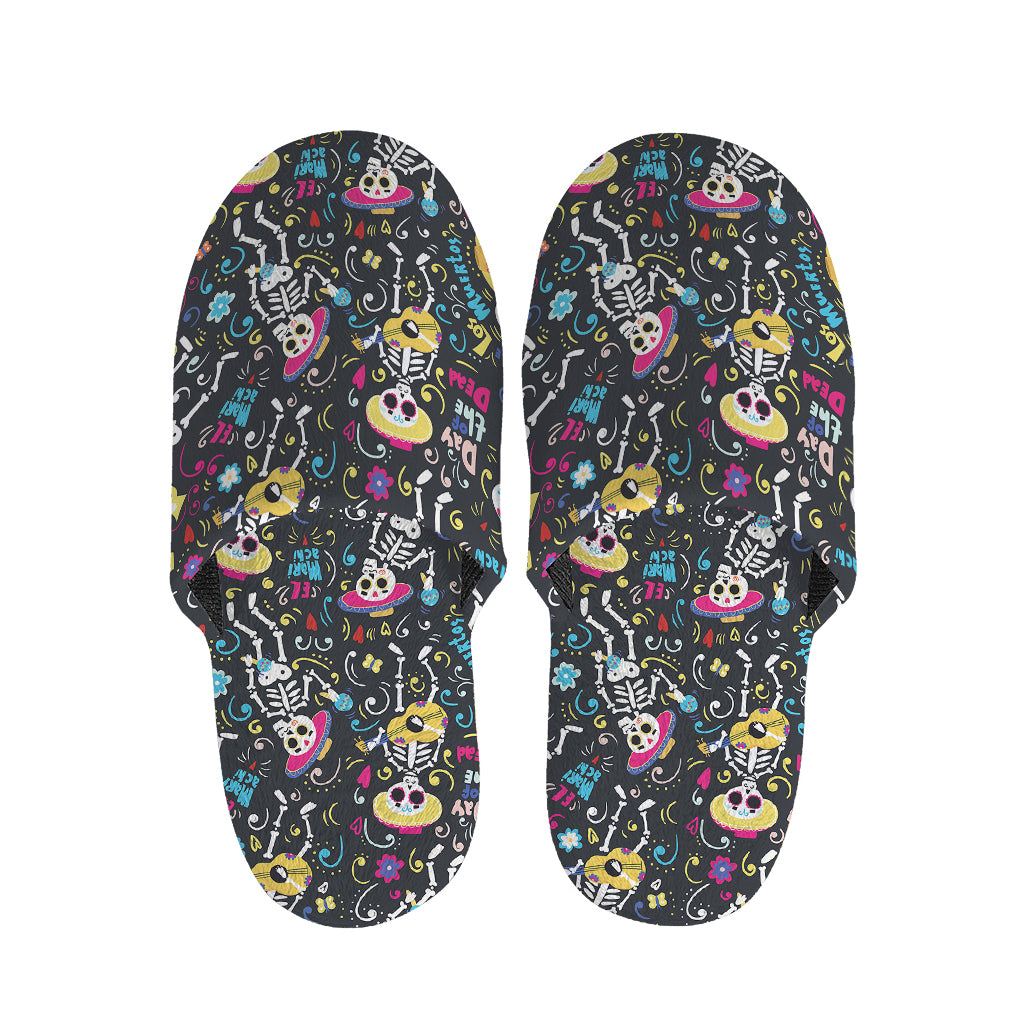 Day Of The Dead Mariachi Skeletons Print Slippers