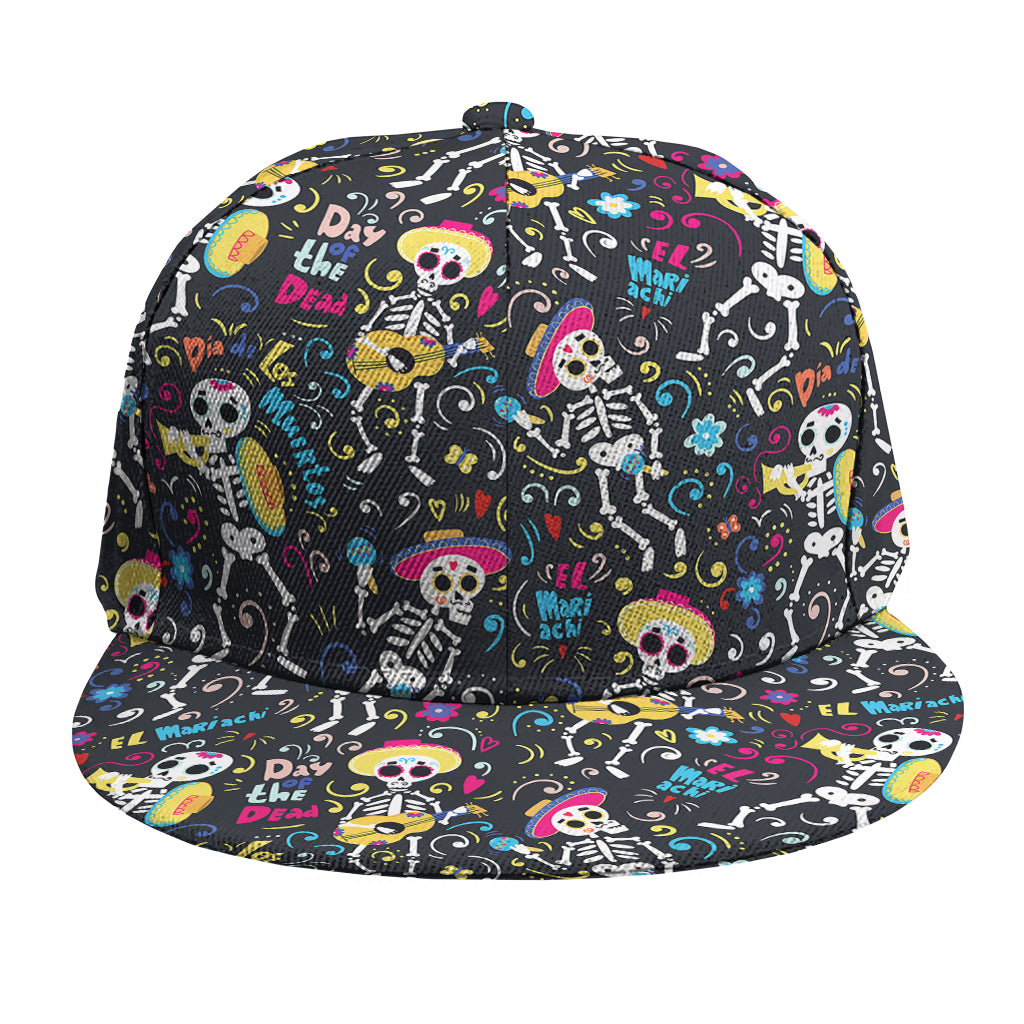 Day Of The Dead Mariachi Skeletons Print Snapback Cap