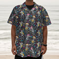 Day Of The Dead Mariachi Skeletons Print Textured Short Sleeve Shirt