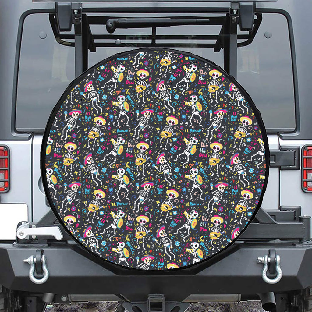 Day Of The Dead Mariachi Skeletons Print Tire Cover