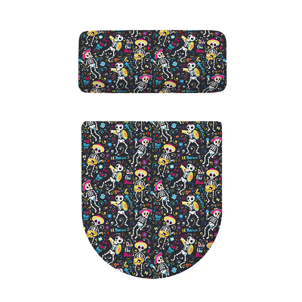 Day Of The Dead Mariachi Skeletons Print Toilet Lid And Tank Cover Set