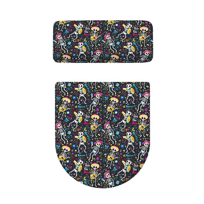 Day Of The Dead Mariachi Skeletons Print Toilet Lid And Tank Cover Set