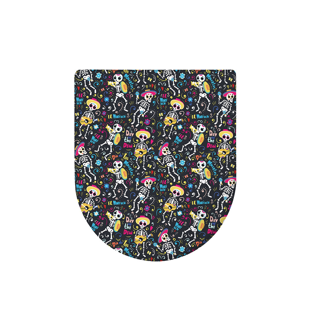 Day Of The Dead Mariachi Skeletons Print Toilet Lid Cover