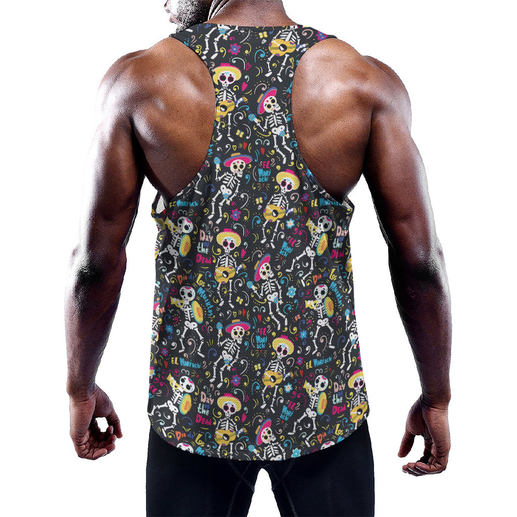 Day Of The Dead Mariachi Skeletons Print Training Tank Top