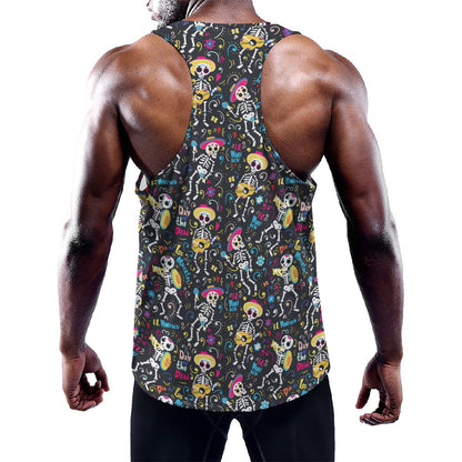 Day Of The Dead Mariachi Skeletons Print Training Tank Top