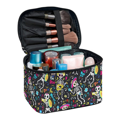 Day Of The Dead Mariachi Skeletons Print Travel Makeup Bag