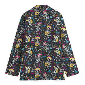 Day Of The Dead Mariachi Skeletons Print Women's Blazer